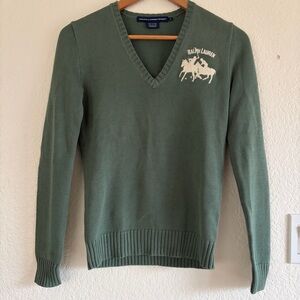 RALPH LAUREN | Sport Polo V Neck Cotton Sweater